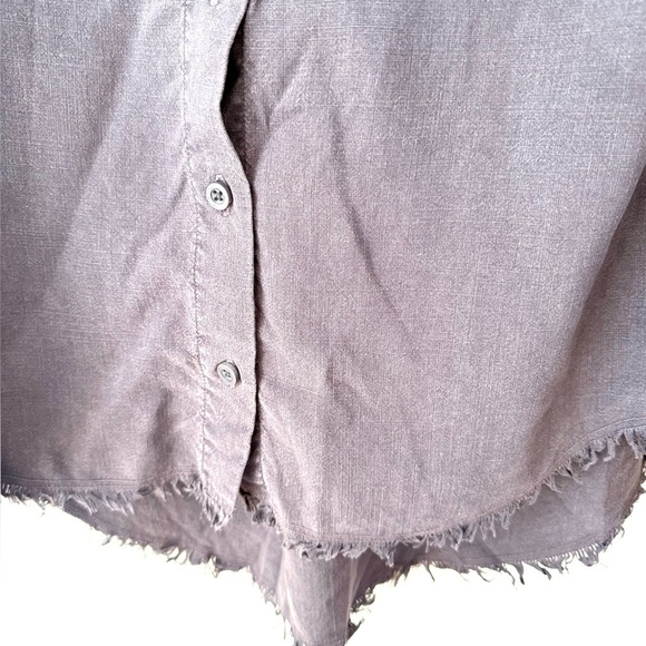 Cloth & Stone Fringe Button Down Shirt in Grey/ Purple - Picture 7 of 9